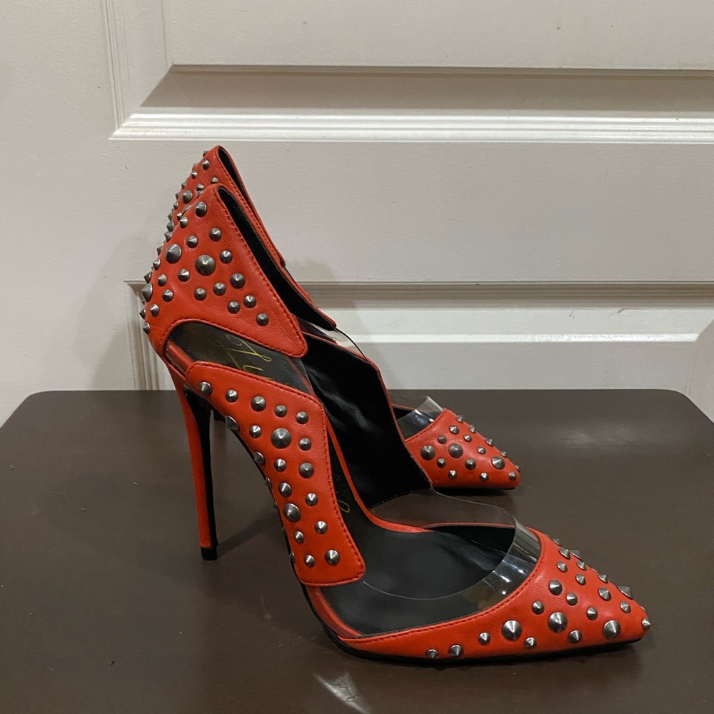 Brand new size 6 Lust for Life kill it red leather studded 5” heels